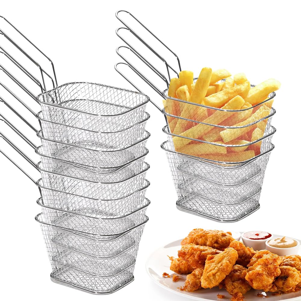 Pack Of 5 Small Stainless Steel Fryer Baskets, Mini French Fryer Baskets With Handle, Frying Basket For Fries, Shrimp, Onion Rings - View #4