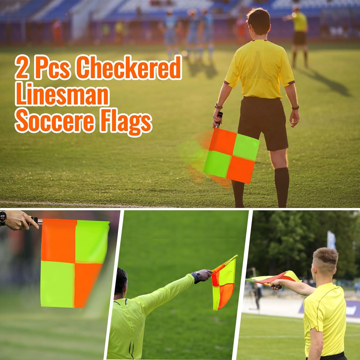 Soccer Referee Flags soccer referee kit, soccer referee cards,referee flags, Whistle, Flip Coin & Ref Notebook - Complete Assistant Referee Kit for Football Match (Yellow) - Image 2