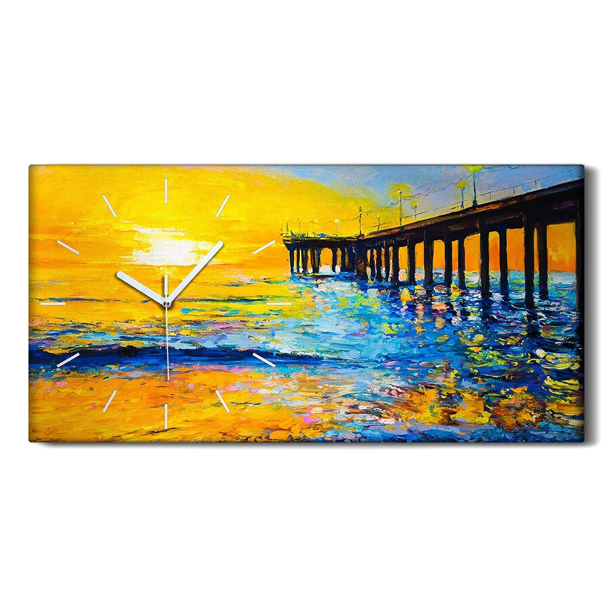 Horloge sur Toile Sans Bruit Coloray Image Décoration 60x30cm Finie la Pendule Bruyante