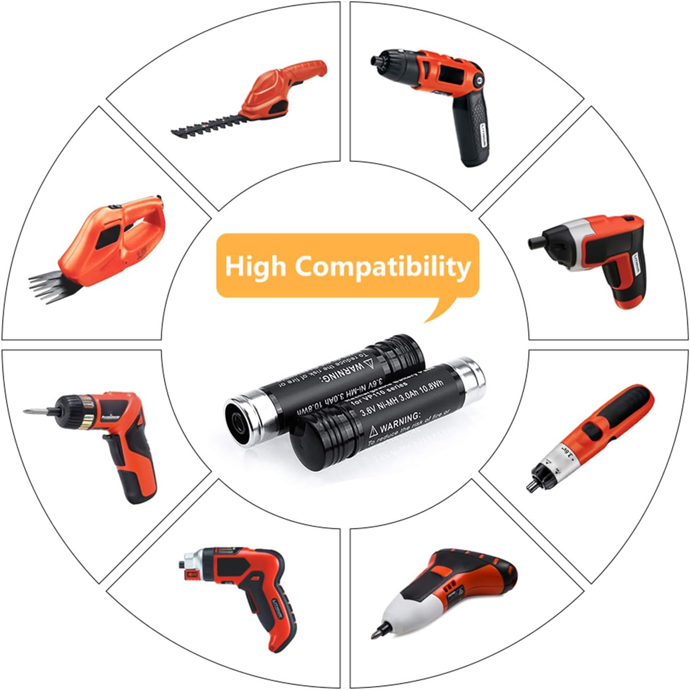 Enermall 3000mAh Ni-MH Replacement for Black and Decker 3.6V Battery Compatible with Black and Decker 3.6 Volt Versapak VP110 VP100 VP105 VP130 VP730 VP7240 Power Cordlesss Tools 2 Pack