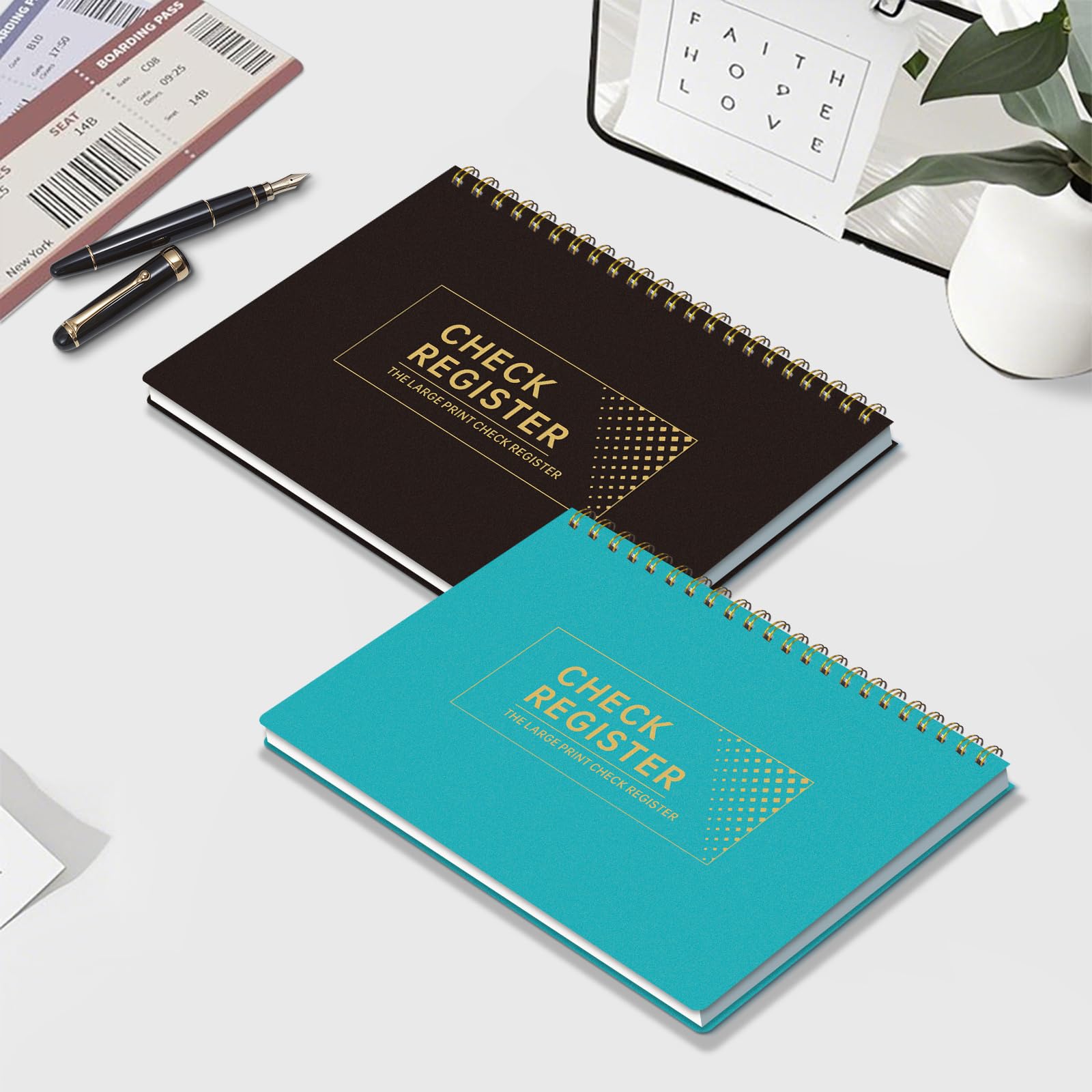 Scheckbuchregister, Scheckregister für persönliches Scheckbuch, Finanzbuch, Scheckbuchregister für EC-Karte und persönliche Bankschecks, 21,6 x 15,2 cm, großer Druck, leicht zu lesen, Spiralbindung