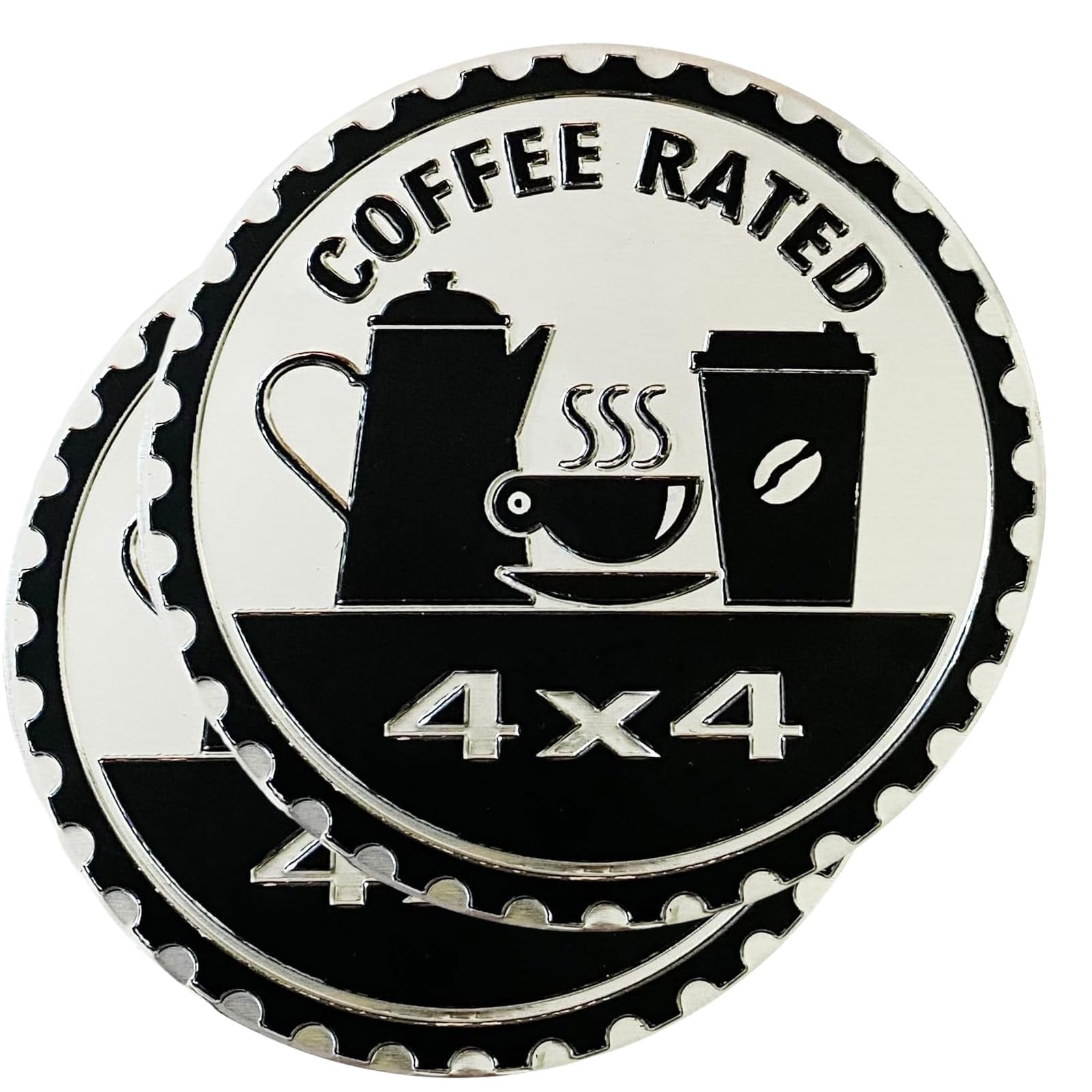 2 pcs Car Emblem 4 x 4 Metal Automotive Badge 3D Metal Car Badges Emblems Round Emblem Decals Car Badge Decals Stickers Compatible with Vehicles Trucks SUV RV Decorations (Coffee)