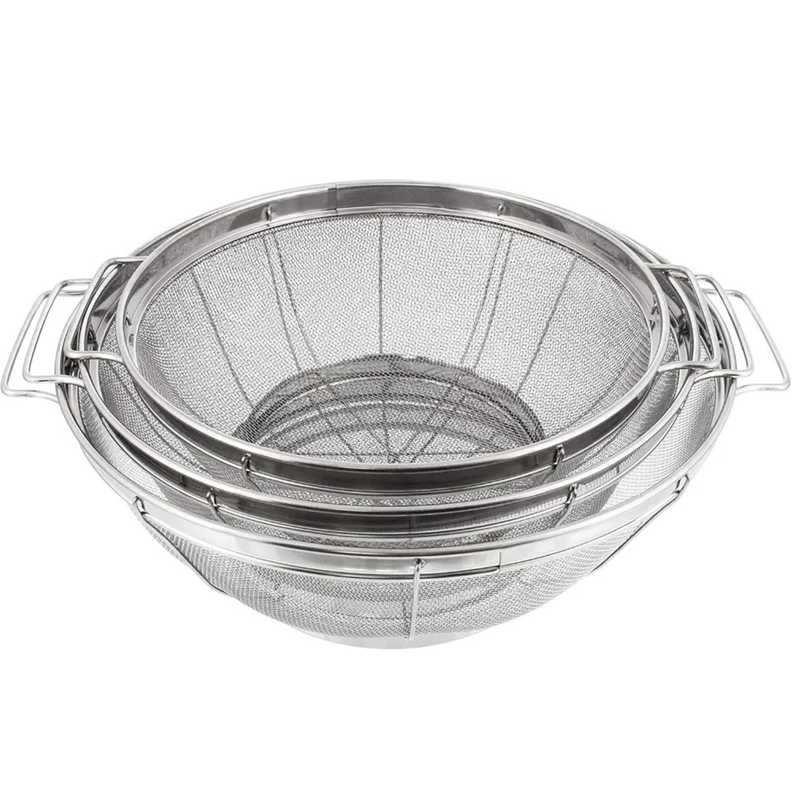Juego de coladores acero inoxidable 3 piezas 3: 5, 4 y cuartos con asas base descanso para Pasta Verduras y Frutas