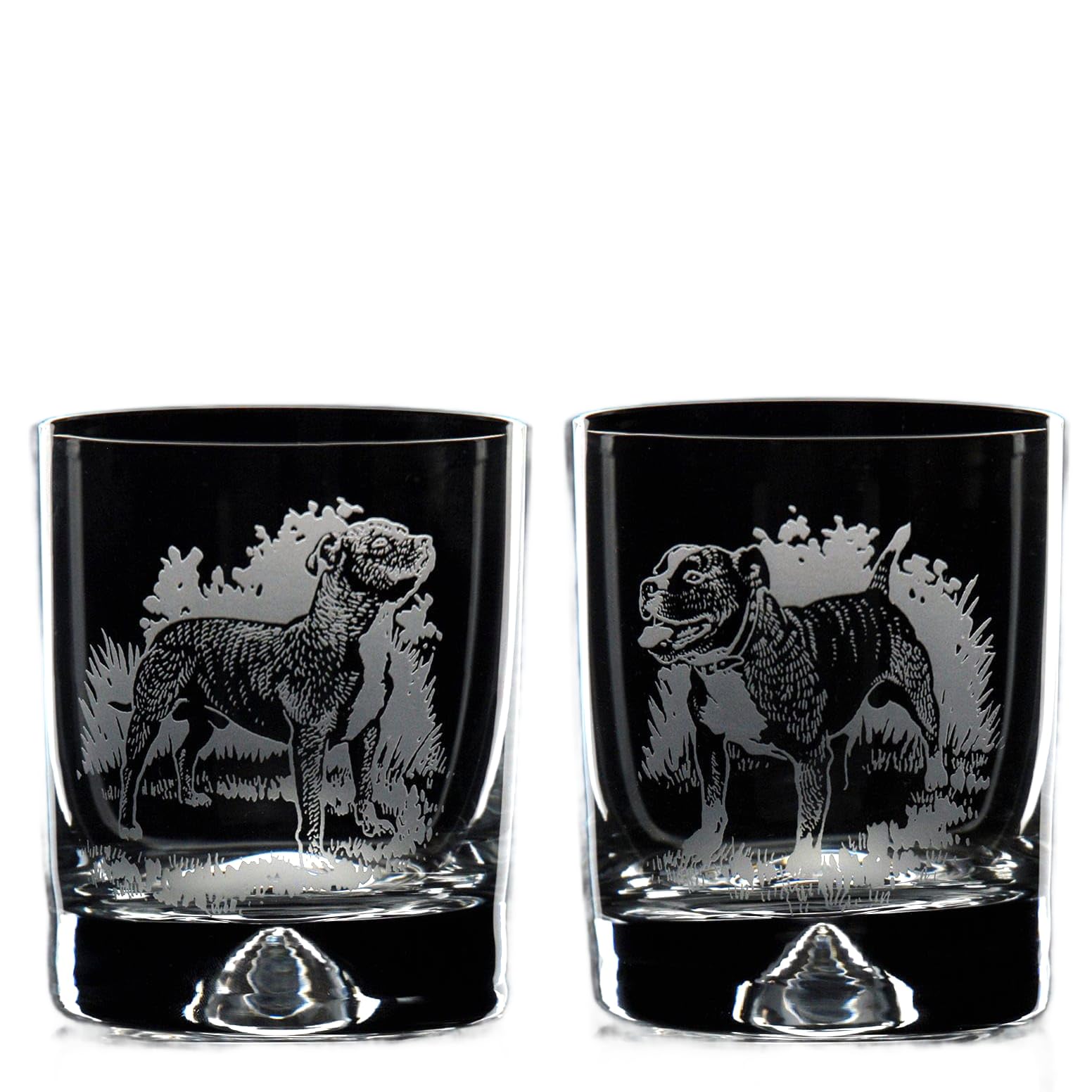 GLYPTIC Glass Art Staffy Dog Placement Hand Etched/Engraved Whiskey Tumbler Glass โ image 1