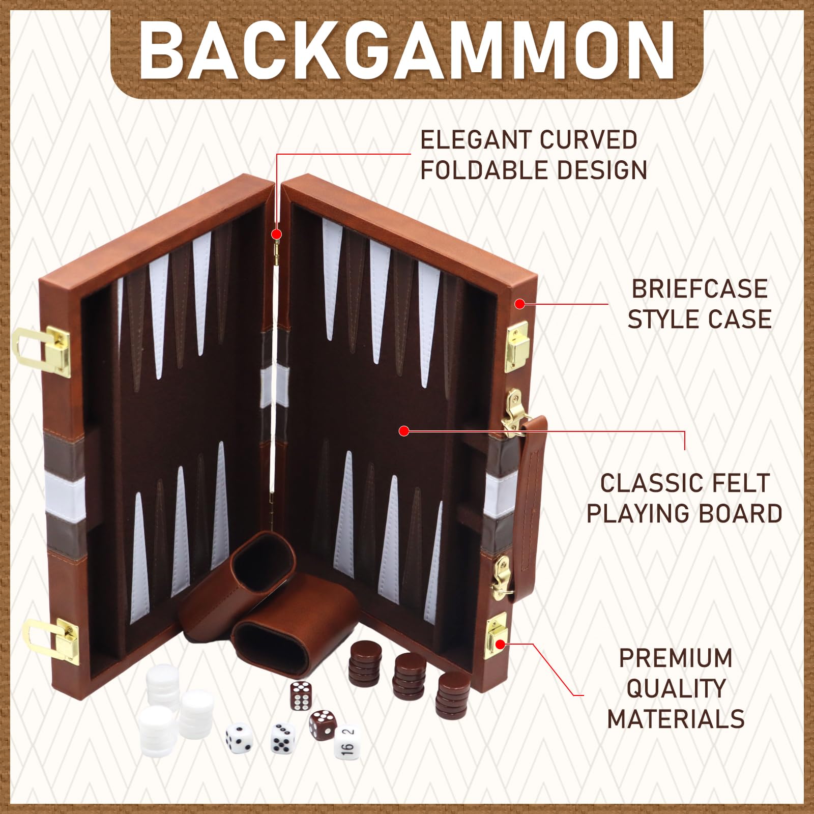 Board game - Franklin Mint Backgammon - Bordspel uit volhout met de