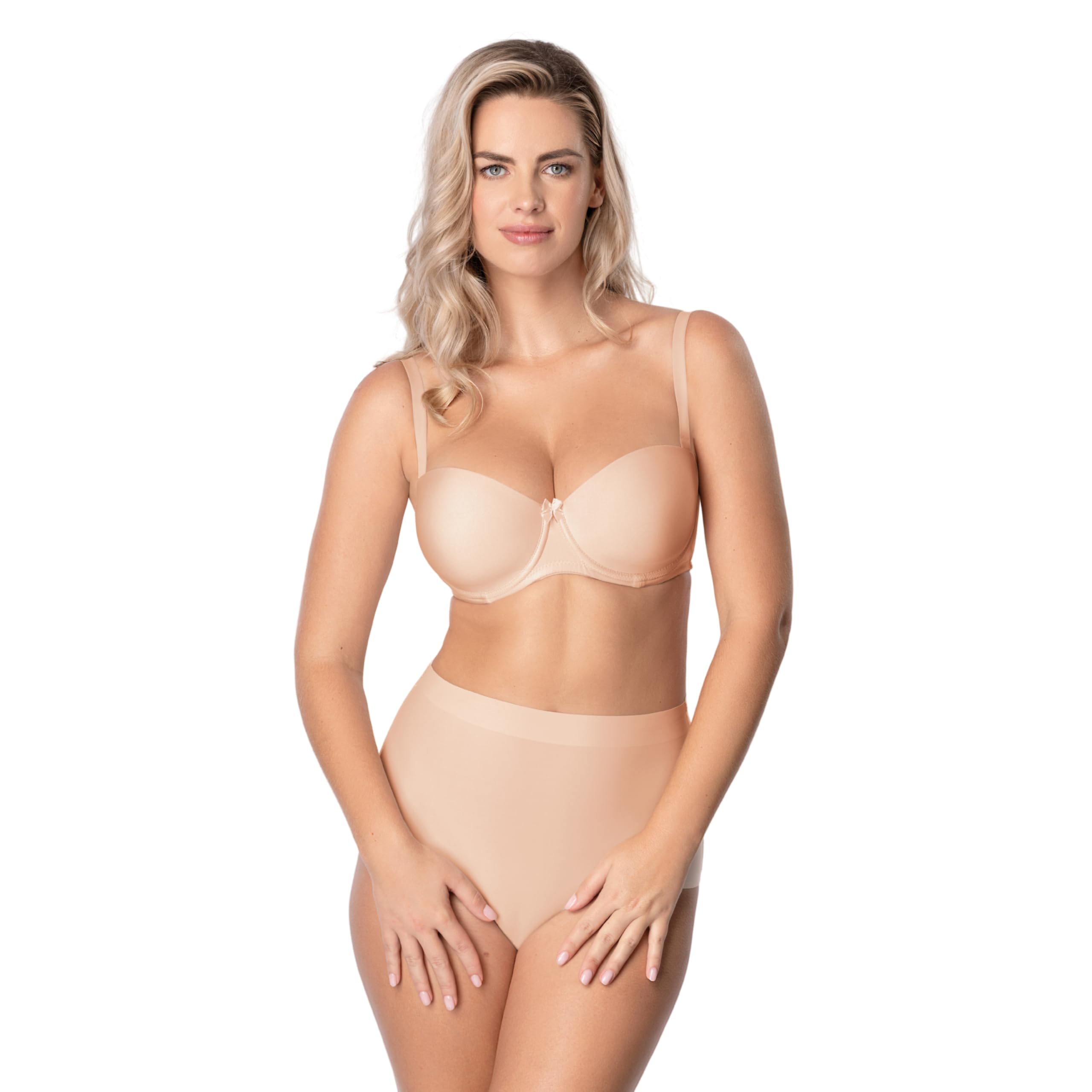 Sujetador de Media Copa EWA para Mujer, diseño básico con Banda de Silicona Cosida para Mayor Comodidad, con Tirantes extraíbles y Almohadillas Push-up, Color Negro