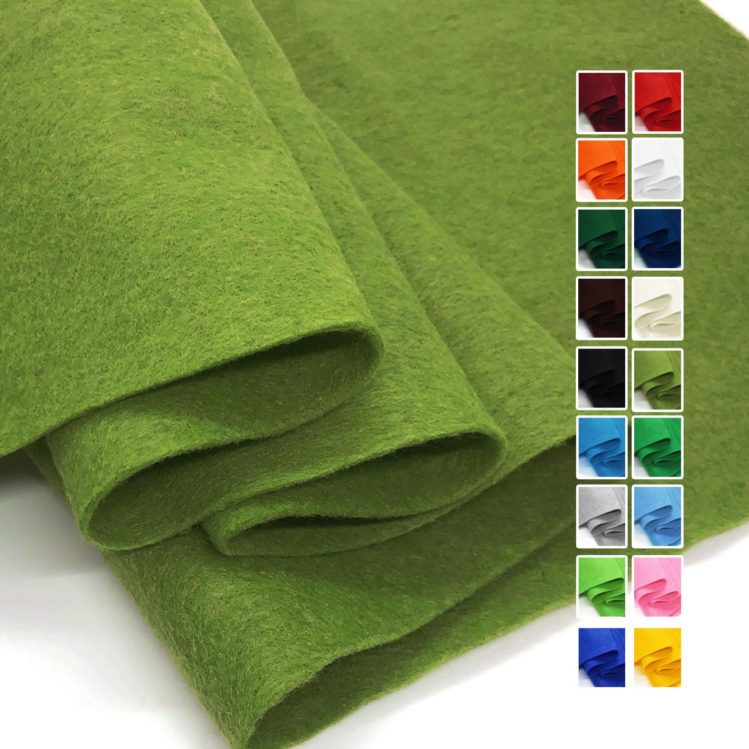 Moss Green Felt Fabric 36" X 36"(1 Square Yard), 1.6mm Thick Soft and Durable Flexible Craft Felt by The Yard for Sewing DIY Art Craft Project Decorations