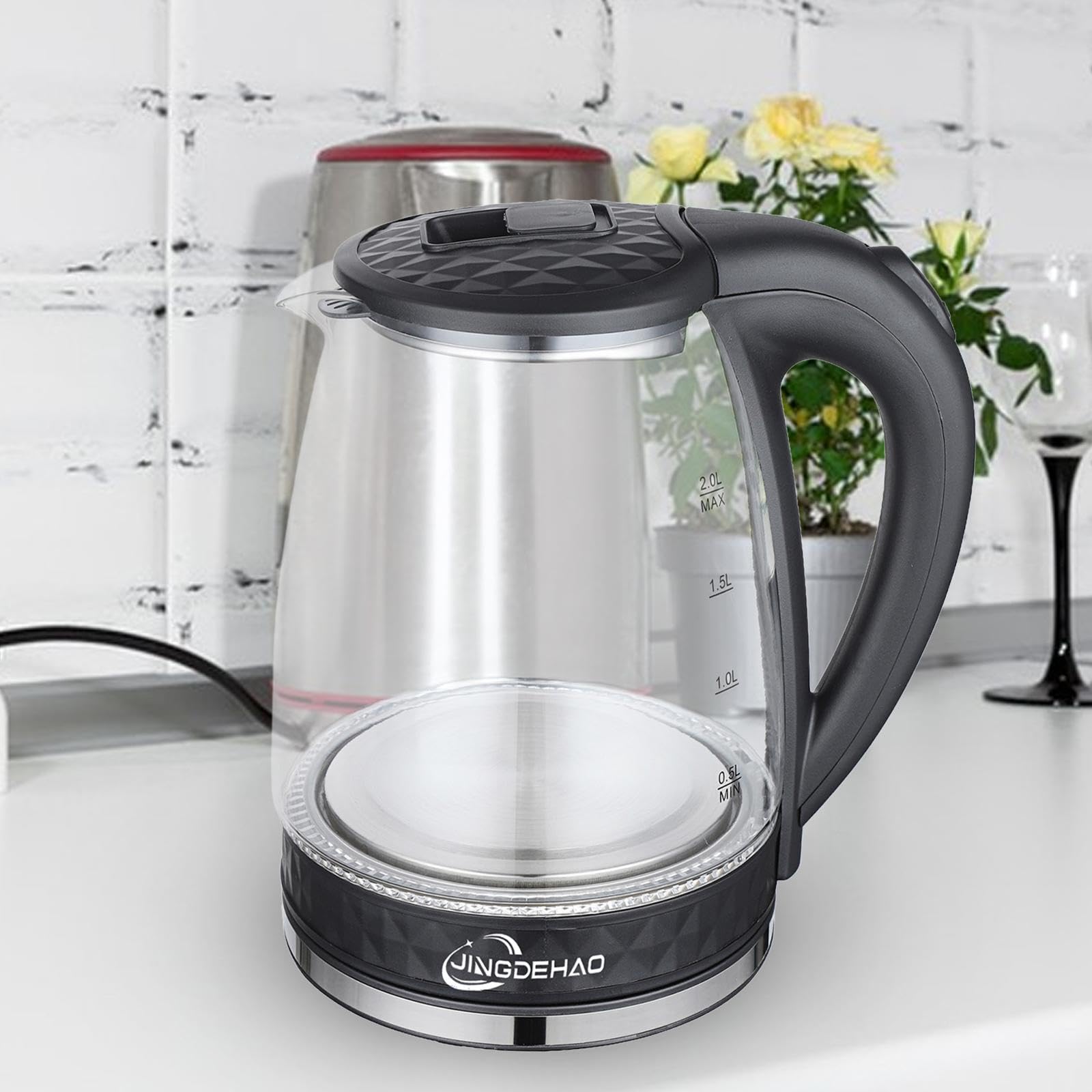 Electric Kettle 2L Glass Tea Kettle Hot Water Kettle for Kitchen Home Office-image-42