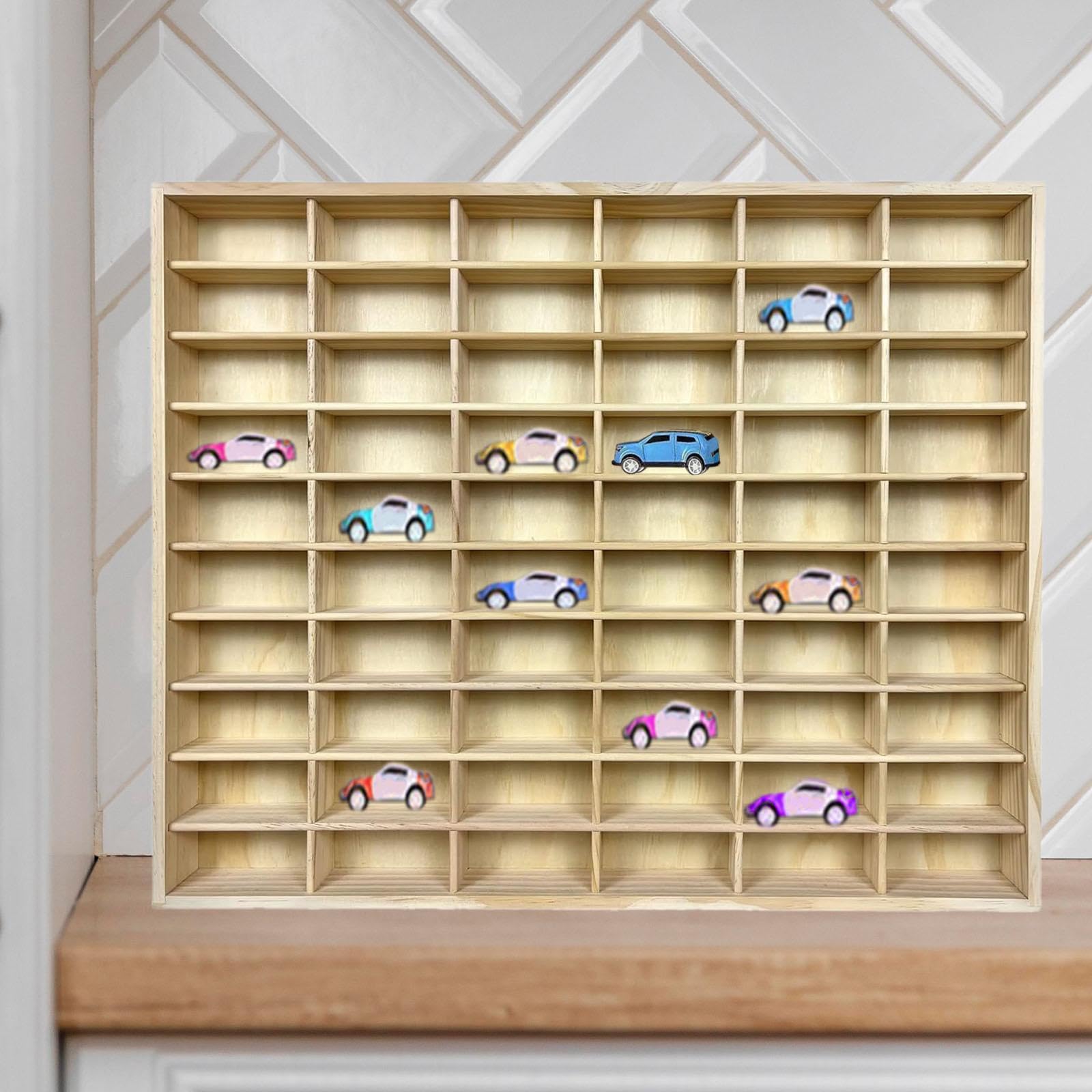 Vitrine für Modellautos, Aufbewahrungs Organizer für 60 Spielzeugautos,