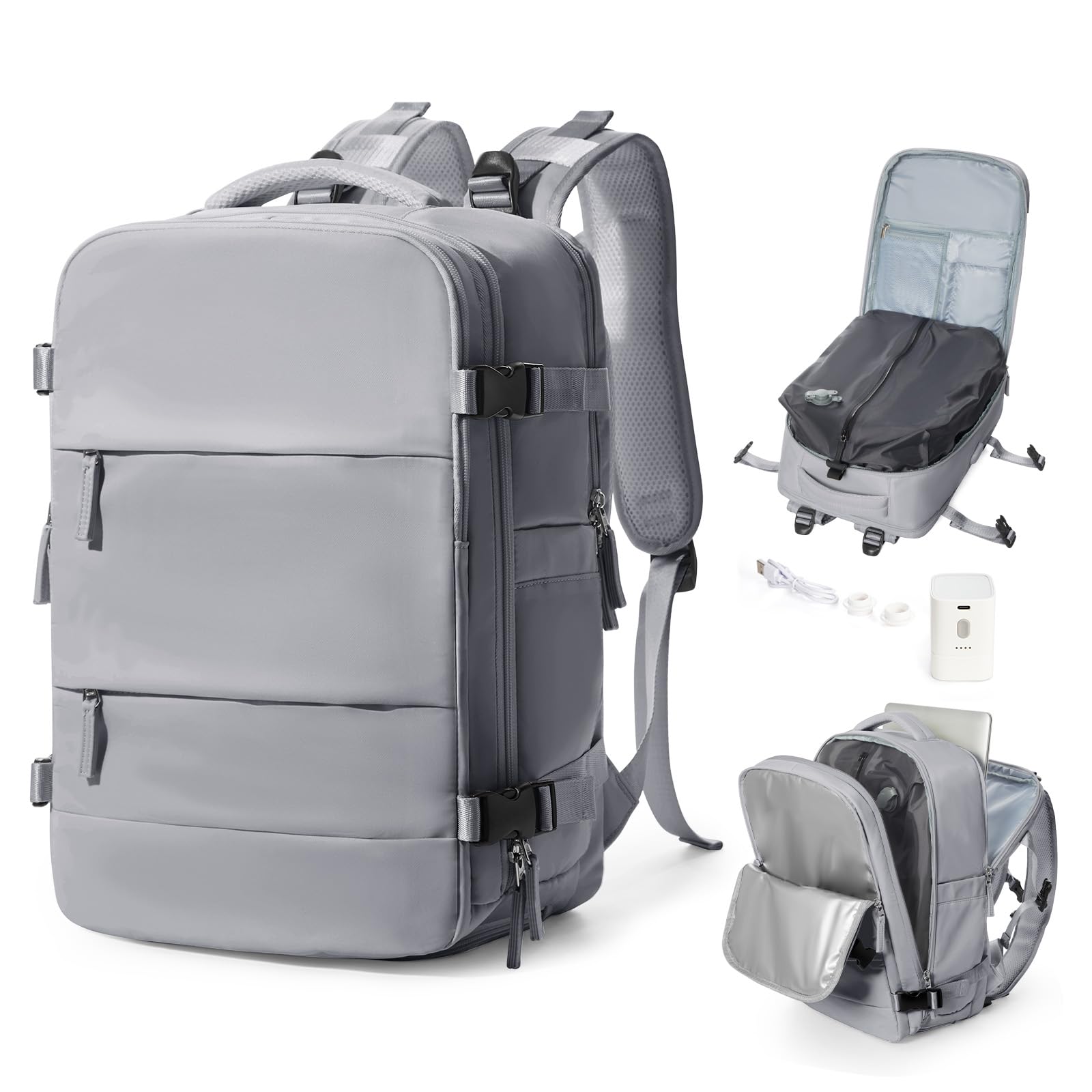 Cabin Bags for Travel, Underseat Carry on Hand Luggage Backpack for Women Airplane Approved Travel Backpack Personal Item Travel Bag 14 inch Laptop Backpack for Business Casual Work Beige — view 23