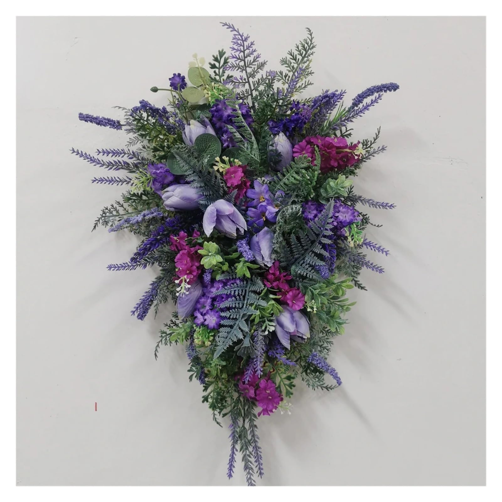 Corona De Flores De Primavera Guirnalda de hortensias Artificiales 40cm, Guirnalda for el hogar, Puerta Delantera, botín Lavanda Primavera, Fondo Pared, Corona decoración navideña
