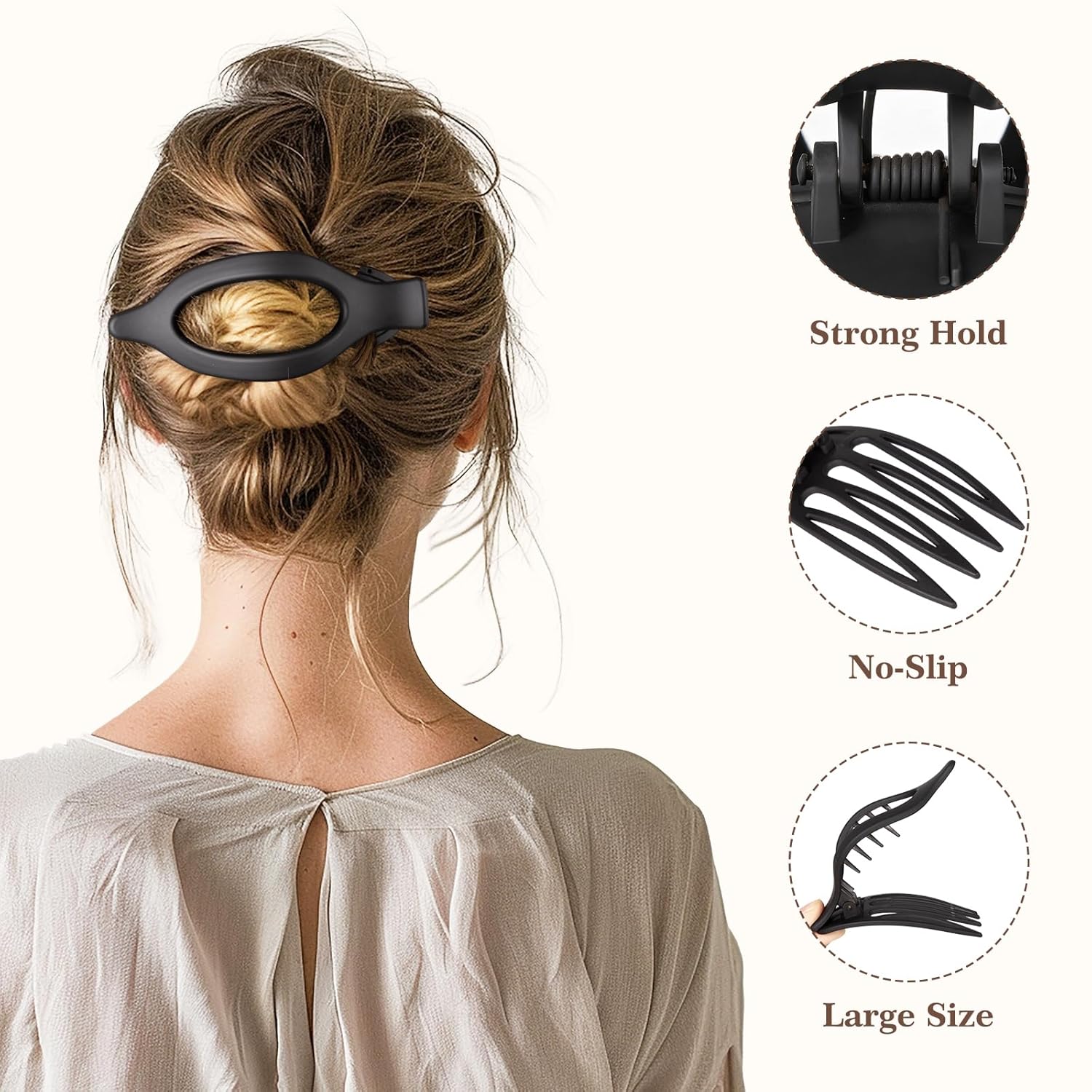 8 Pack Flat Hair Clips for Women, Large Claw Clips for Thick and Thin Hair, Strong Hold Hair Barrettes Accessories - Image 7