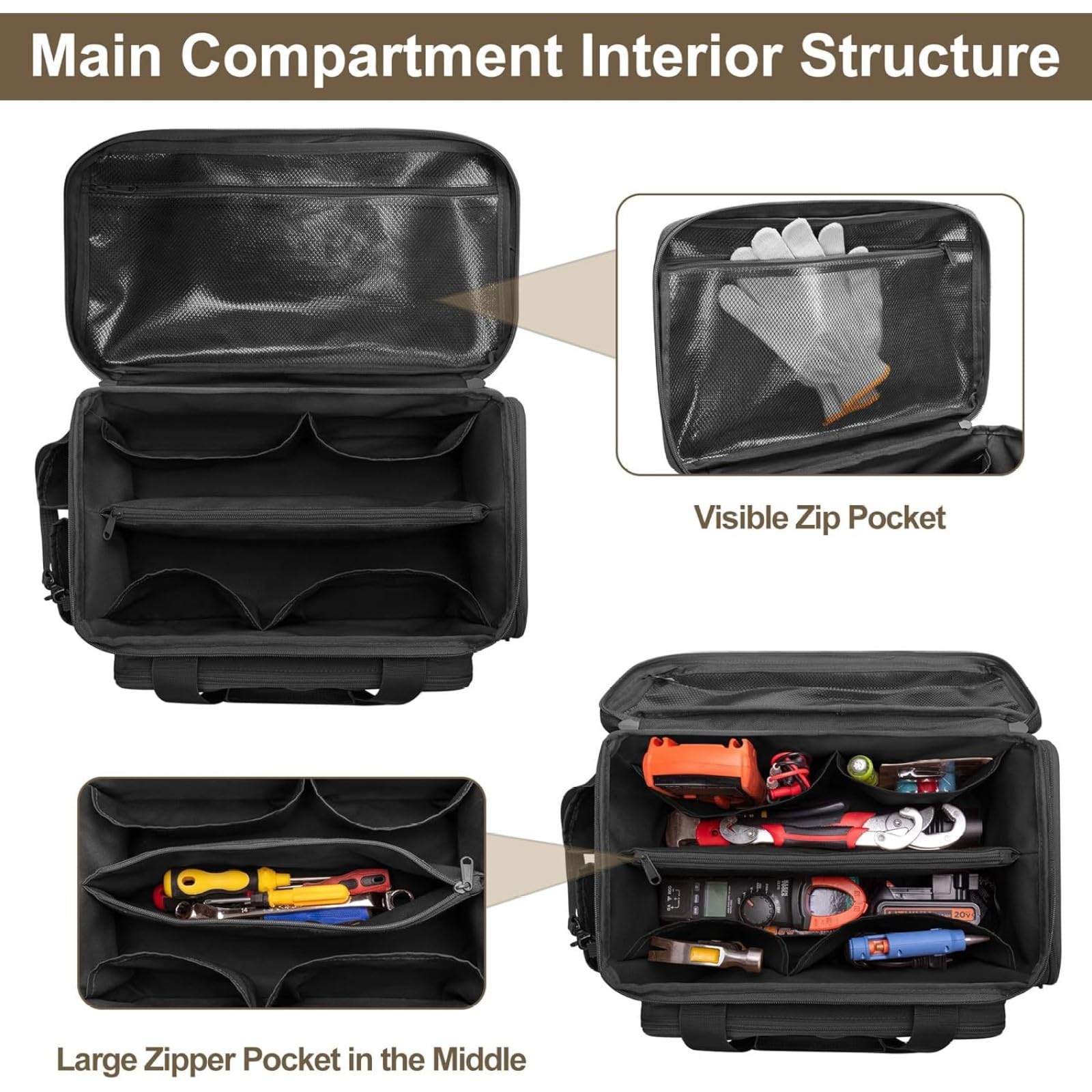 Organisateur De Sac à Outils, Ceinture Porte Outil, Trousse Outils, Pochette à Outils, Électricien d'entretien Outil Sac, Sac de Travail Polyvalent pour Réparateur, Charpentier, Électricien