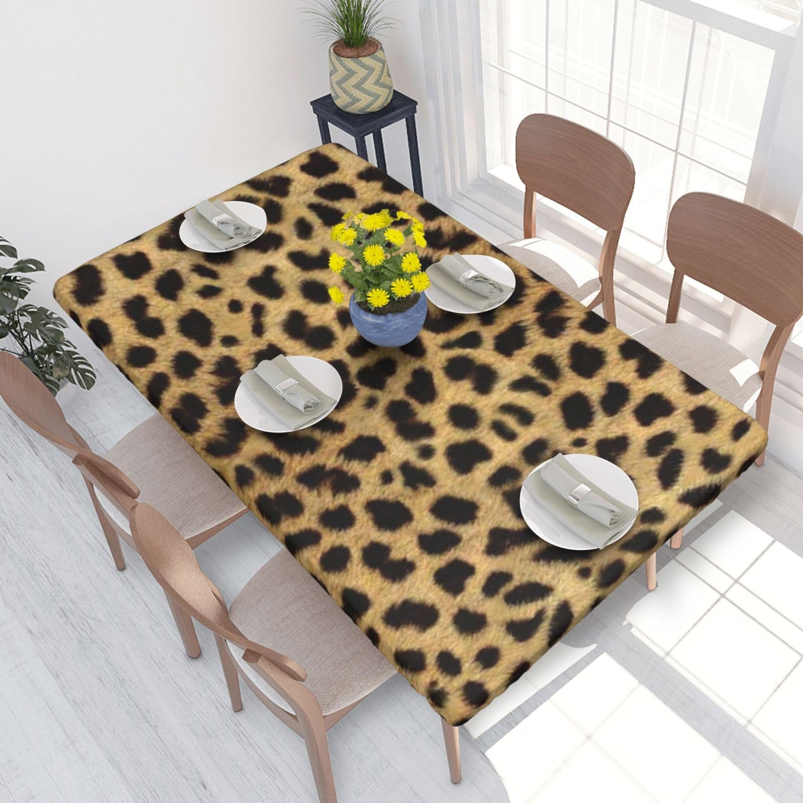 BNVSADC Leopard Animal print Printed 4FT Tablecloth 122x76 CM Polyester Kitchen Water Resistant Table Cloth Dining Table Decoration Table Covers