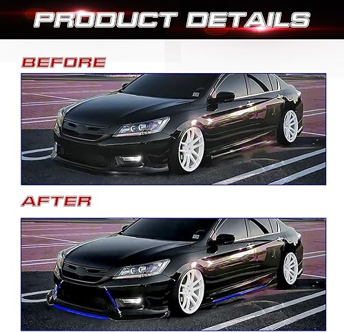 Miniatura 49 de x xotic tech Alerón de barbilla para parachoques delantero + difusor de aletas de falda lateral de 2M + barra de soporte ajustable de 10 a 13 Fibra