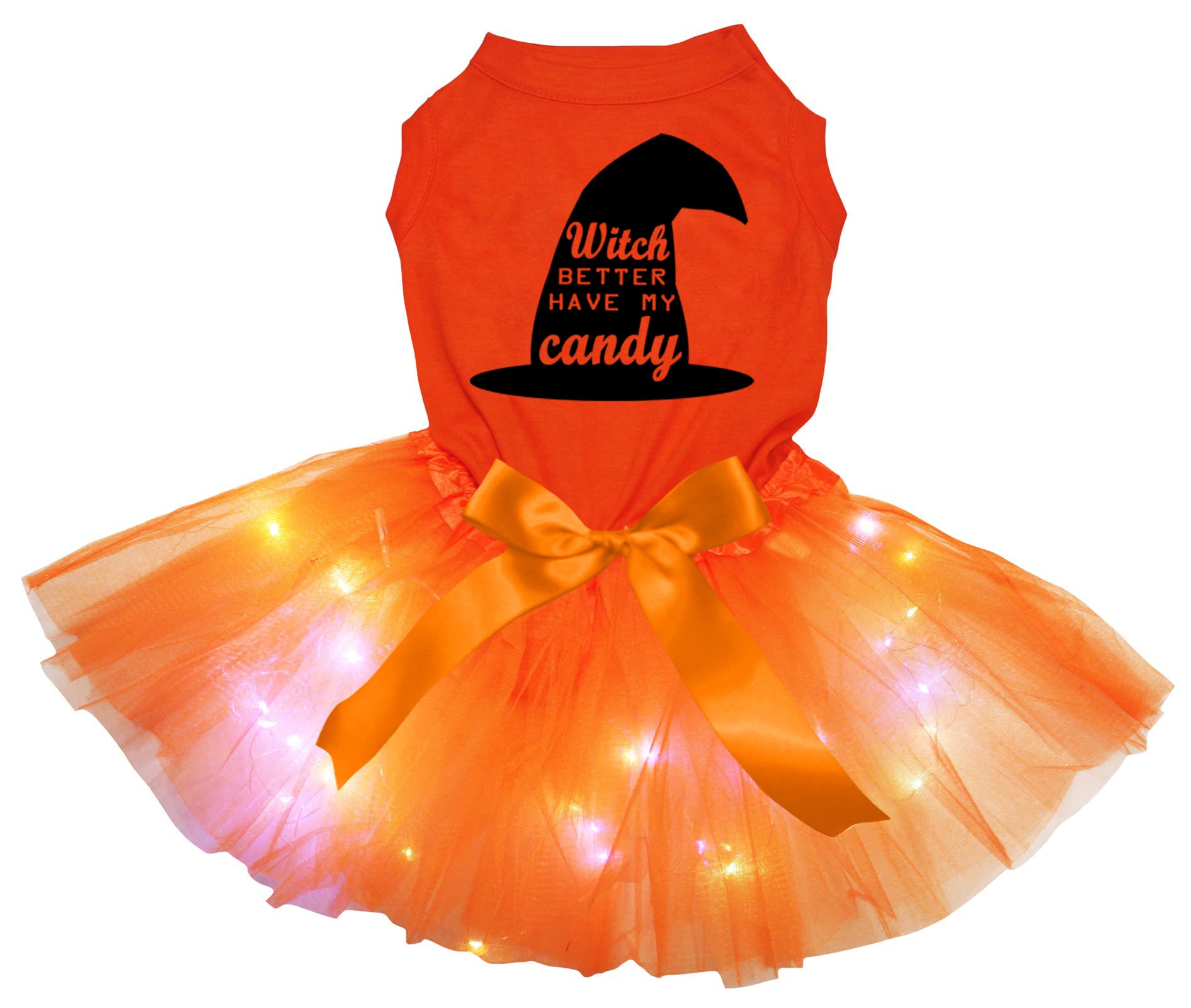 Robe pour chien orange LED XS vêtement lumineux petit chien Halloween