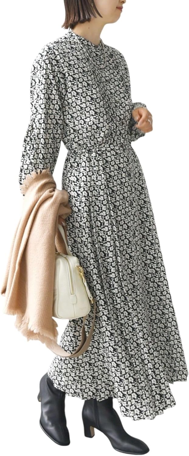 セブンテン ヴィクトリアンプリントドレス 花柄 フリル ブラウン