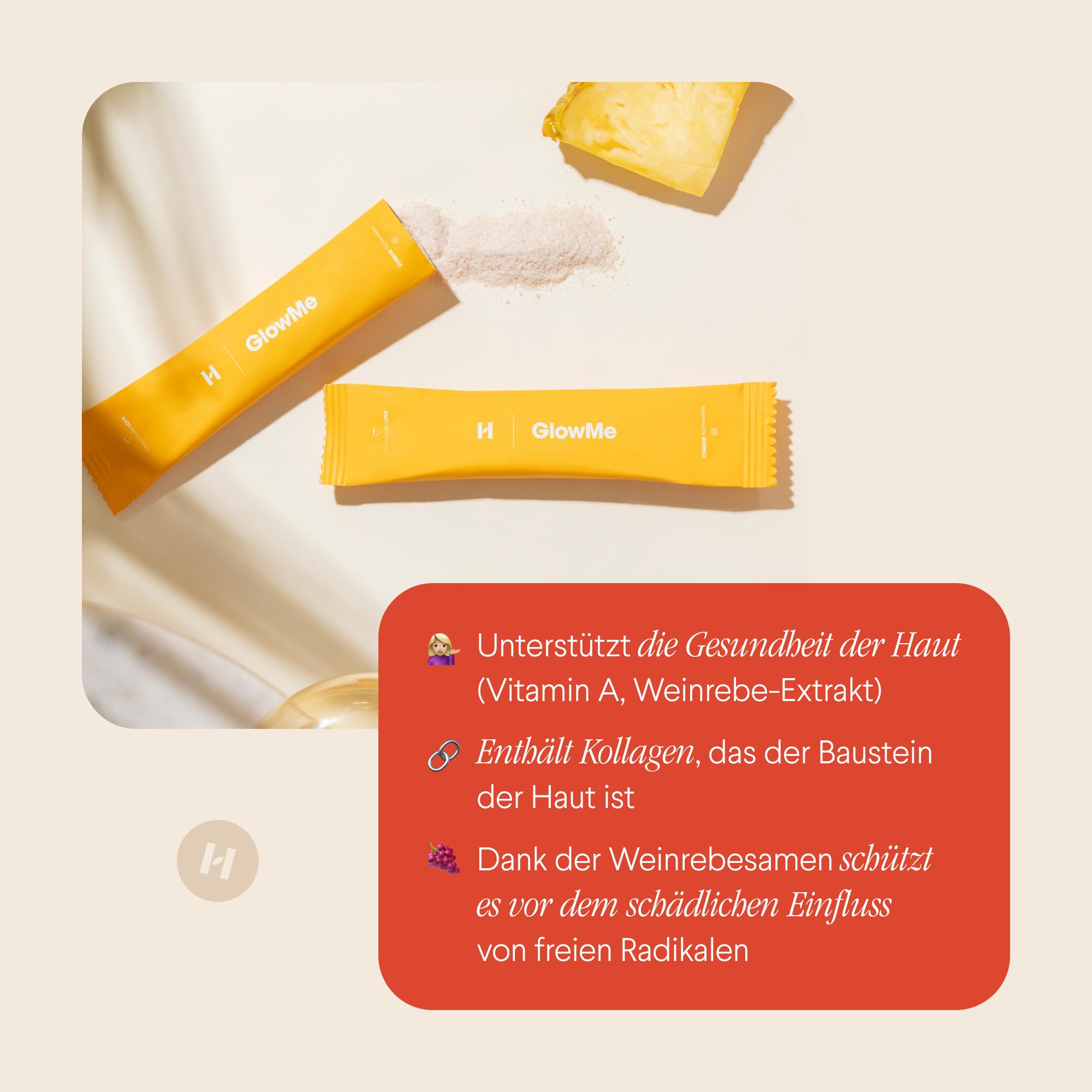 Kollagen Pulver - 5000 mg Fischkollagen - Mit Hyaluronsäure & Vitamin C