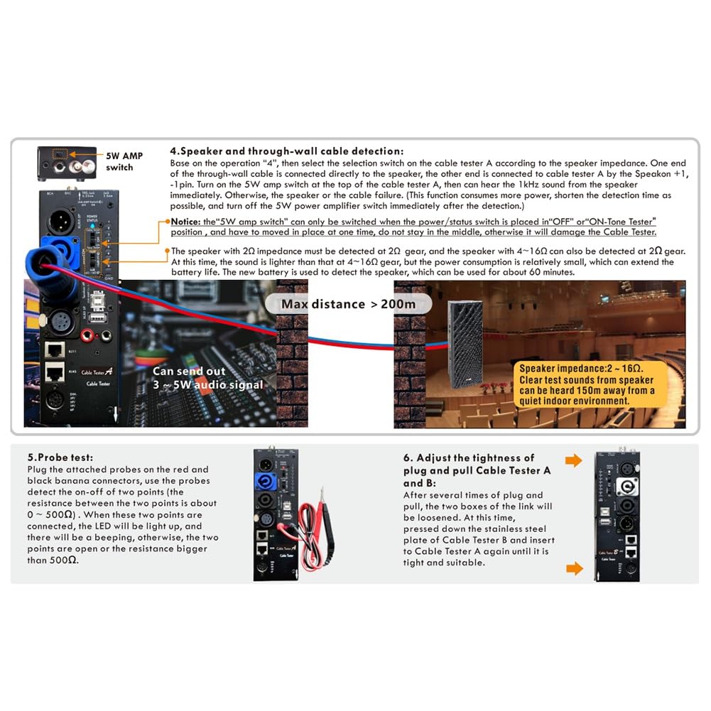 CT-90AB Tester di Cavi Audio Multi-Funzione Staccabile 16 In 1 Strumento di Test Cavi con Display Digitale XLR Automazione