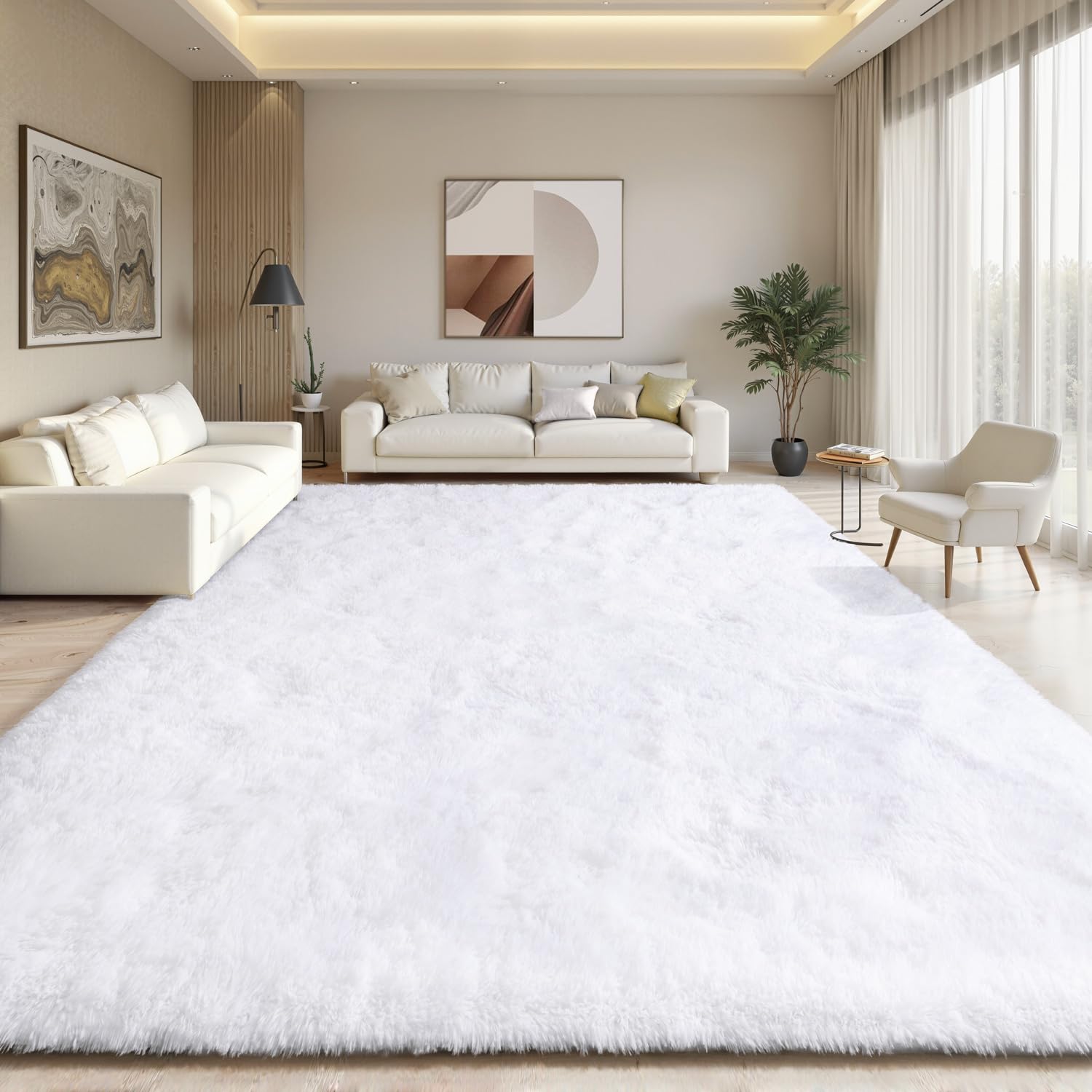 EVOIONOS 8x10 Washable Large Area Rug for Living Room, Fluffy Shag Rug for Bedroom, Ultra Soft Plush Non Slip Carpet for Indoor Floor Bedside Nursery Kids Girls Room Dorm, Home Decor Aesthetic, White โ image 1