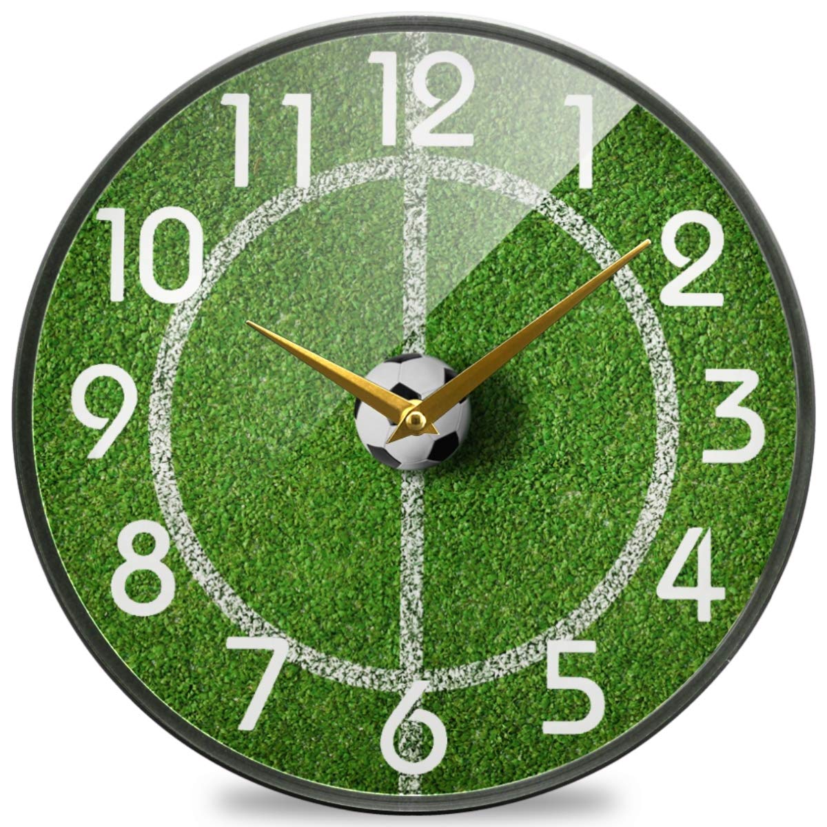 Horloge murale football silencieuse 30,5 cm montre à quartz à pile pour décoration de maison