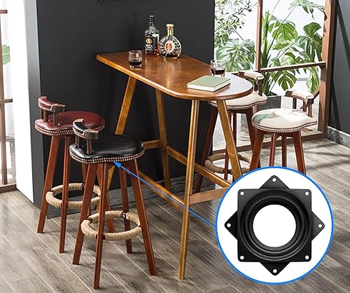 Miniatura 6 de 4 placas giratorias cuadradas de 4 pulgadas, placa giratoria de 300 libras de capacidad para bandejas de servir, estantes de almacenamiento de