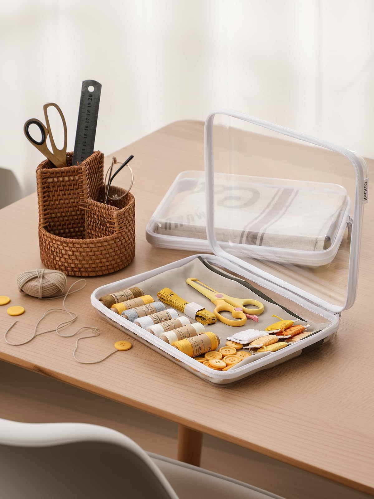 CoiiJoii 3 fundas grandes transparentes con cremallera para organizar pañales, bolsa de cosméticos impermeable, organizador de juguetes para niños, estuche para lápices.