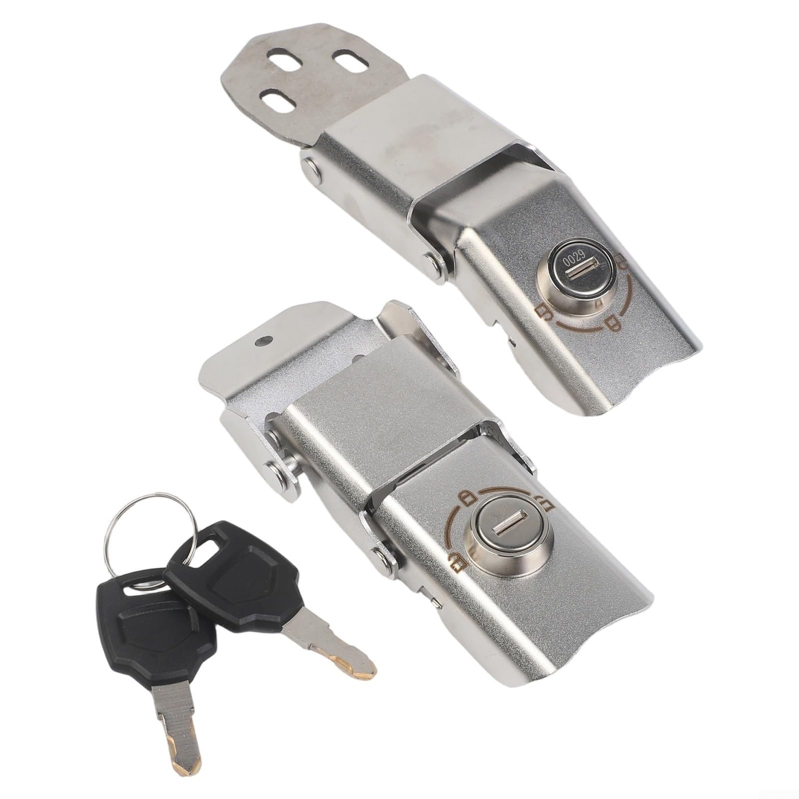 Verrou de coffre arrière en alliage d'aluminium : verrouillage rapide anti-bruit pour boîtier de moto avec coussinet en caoutchouc antidérapant – Plaque inférieure à boucle double tête pour scooter (2