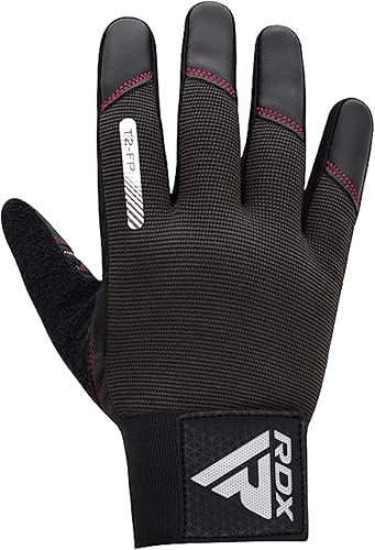 Miniatura 7 de RDX Guantes de levantamiento de pesas con soporte de muñeca, pantalla táctil, entrenamiento de gimnasio con dedos completos, agarre acolchado