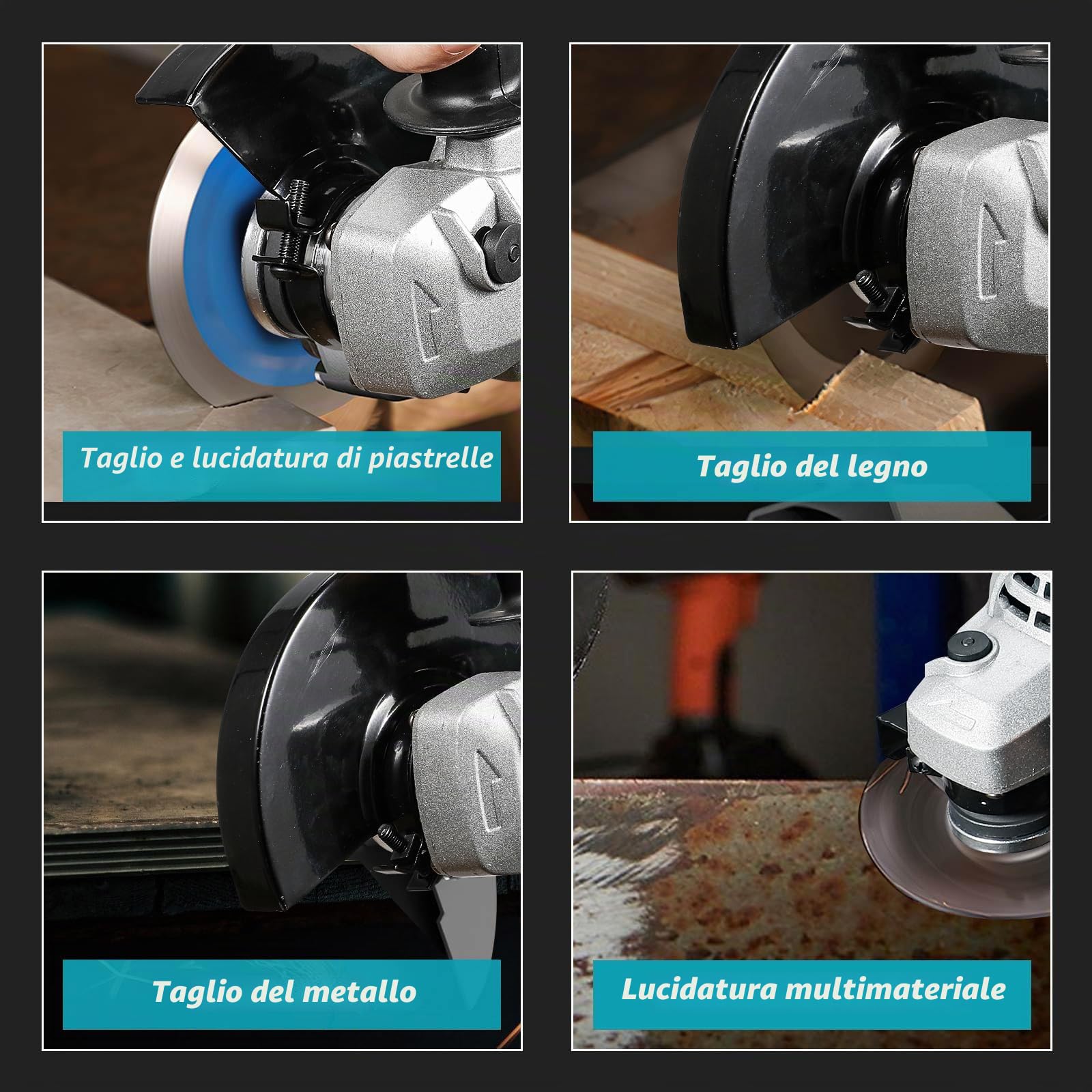 Smerigliatrice angolare a batteria 21 V, con 2 batterie da 4 Ah, velocità di funzionamento 13000 giri/min, levigatrice da taglio Flex a batteria 125 mm, 3 velocità, senza brushless, per levigatura