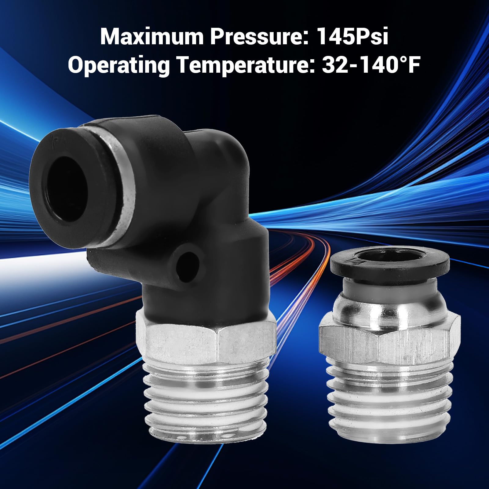Kit di Raccordi Pneumatici da 30 Pezzi Connettori Versatili per Raccordi Rapidi per Linee D'aria per Tubi in PU PA PE PVC in Metallo ABS