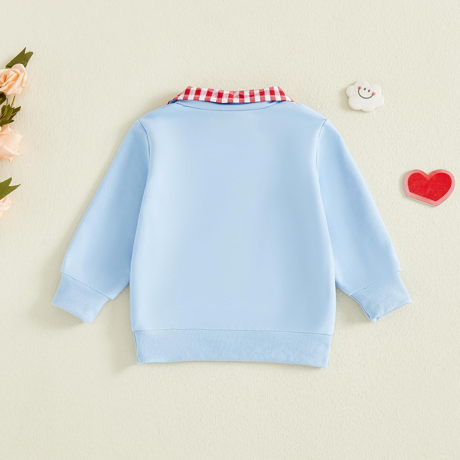 Toddler Boy Girl Valentines Day Outfit Heart Embroidery Sweatshirt Lapel Neck Pullover Shirt Top Kids Spring Clothes - Image 5