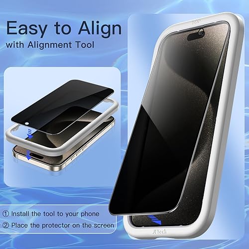 Miniatura 5 de JETech Protector de pantalla de privacidad de cobertura completa para iPhone 15 Pro Max de 6.7 pulgadas, película de vidrio templado antiespía con