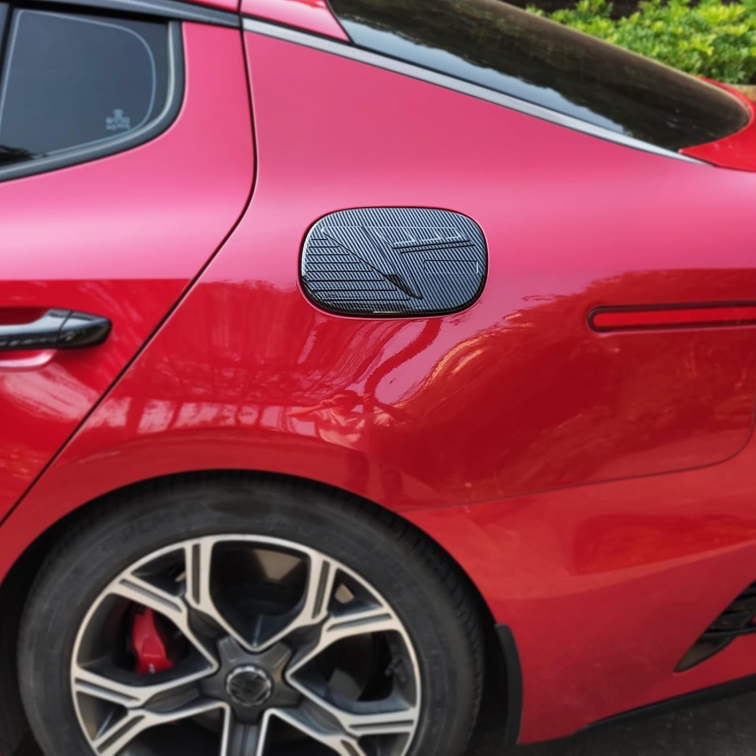 ABS Carbon Fiber Fuel Tank Cover Oil Gas Cap Fuel Filler Car Door Trim Compatible with Kia Stinger 2018-2023 Accessories