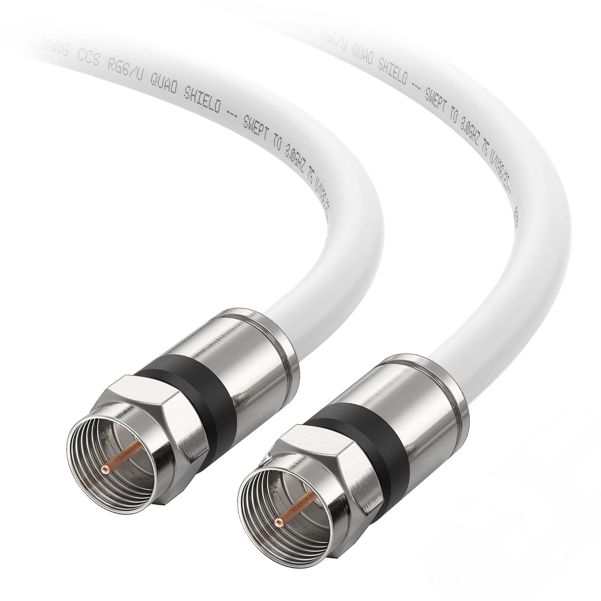 Cable Matters RG6 Coaxial Cable - 100ft, [CL2 Rated for in-Wall Use] (CM) Quad Shield Coaxial Cable, RG6 Coax Cord for TV, Digital Router, Satellite