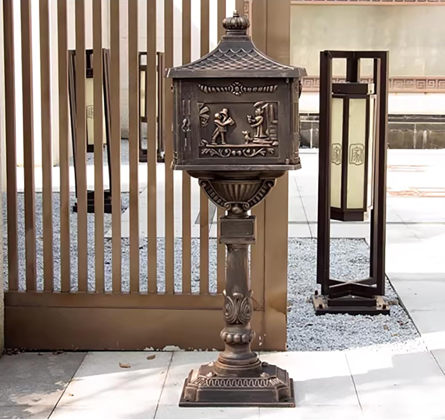 Rust Resistant Metal Post Box, Security Mail Box, Easy Installation, Post Mount Mailboxes for Daily Letters Magazines and Packages