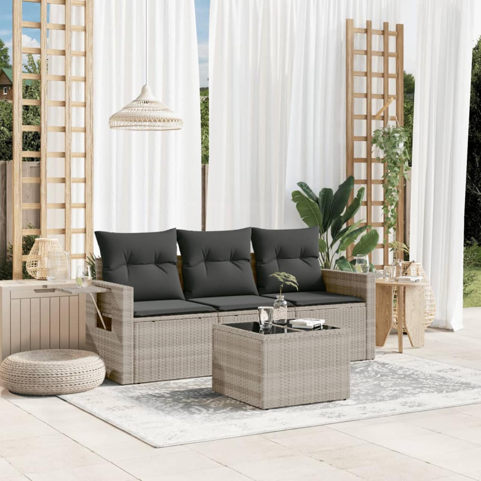 Ensemble de meubles pour balcon et terrasse Tidyard résine tressée contre le manque de confort