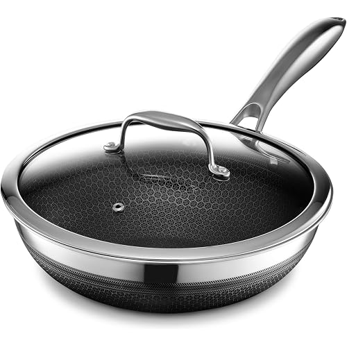 HexClad 10" Hybrid Nonstick Wok & Lid, Induction-Ready, Dishwasher Safe | Stay-Cool Handles, Dishwasher and Oven Safe up to 900°F, Compatible with All Cooktops