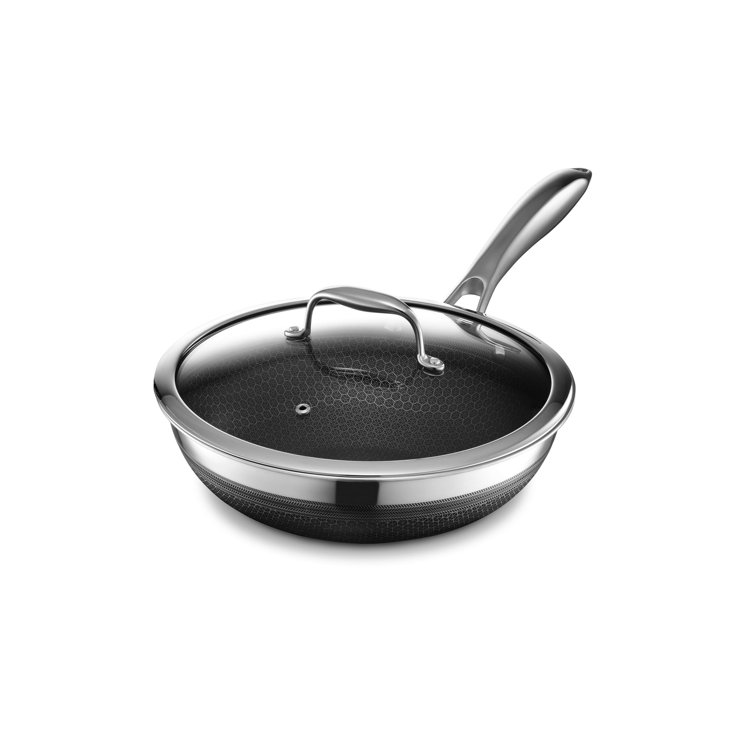 HexClad Hybrid Nonstick 10-Inch Wok with Stainless Steel Lid Stay-Cool Handle Dishwasher-Friendly Oven-Safe Up to 900 F Induction