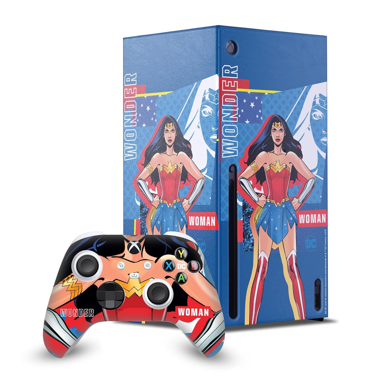 Head Case Designs Officially Licensed DC Women Core Wonder Woman Compositions Game Console Wrap and Game Controller Skin Bundle Compatible With Xbox Series X