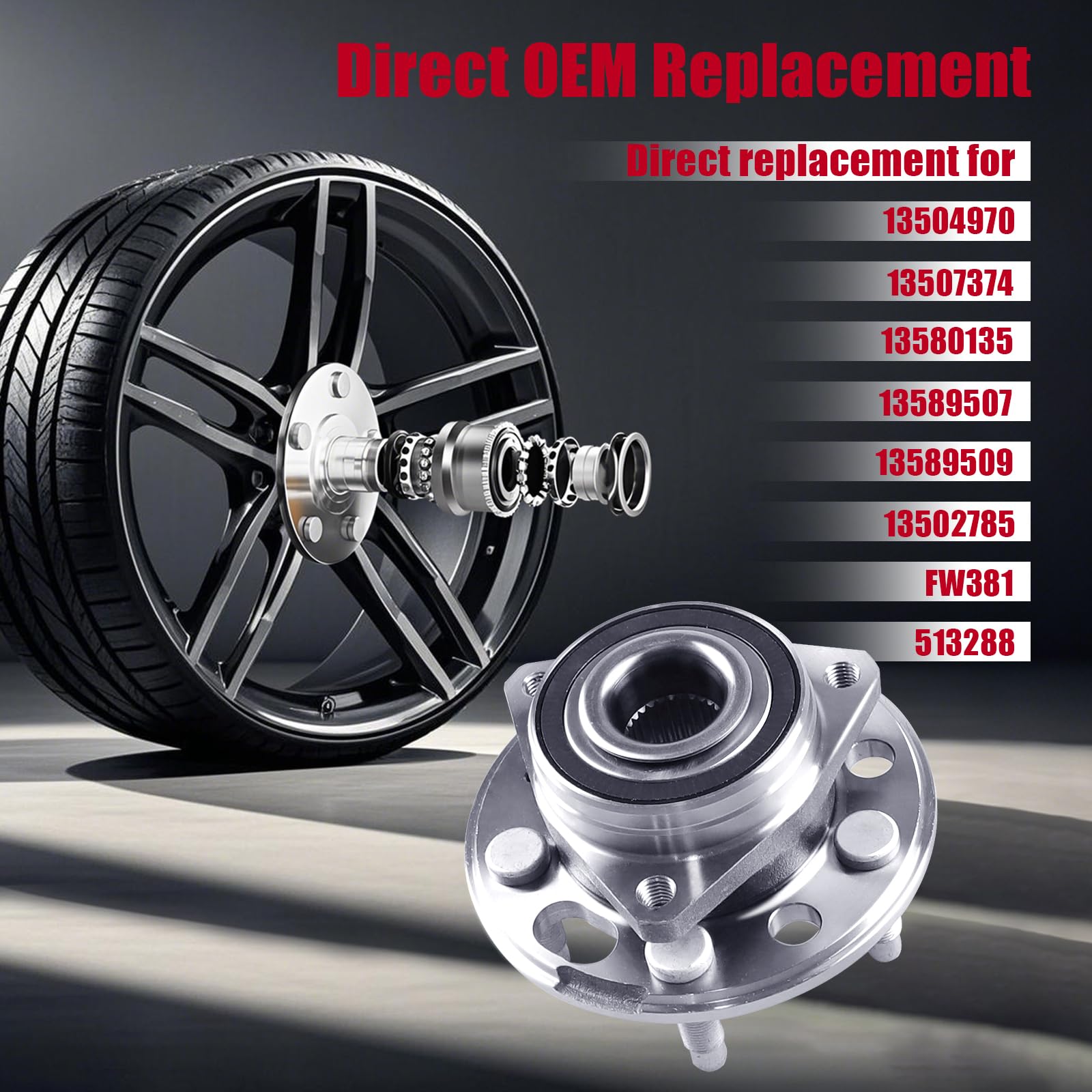 Snapklik.com : 1 Pc 513288 Front/Rear Wheel Bearing Hub Assembly, 5-Lug ...