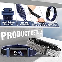 Vista 3 de Correa de nailon compatible con Fitbit Inspire 3/2/HR/Fitbit Ace 3/2, correa deportiva de nailon suave, transpirable, ajustable, correa de repuesto
