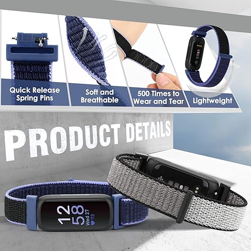 Miniatura 3 de Bcuckood Correa de nailon compatible con Fitbit Inspire 32HRFitbit Ace 32, correa deportiva de nailon suave, transpirable, ajustable, correa de