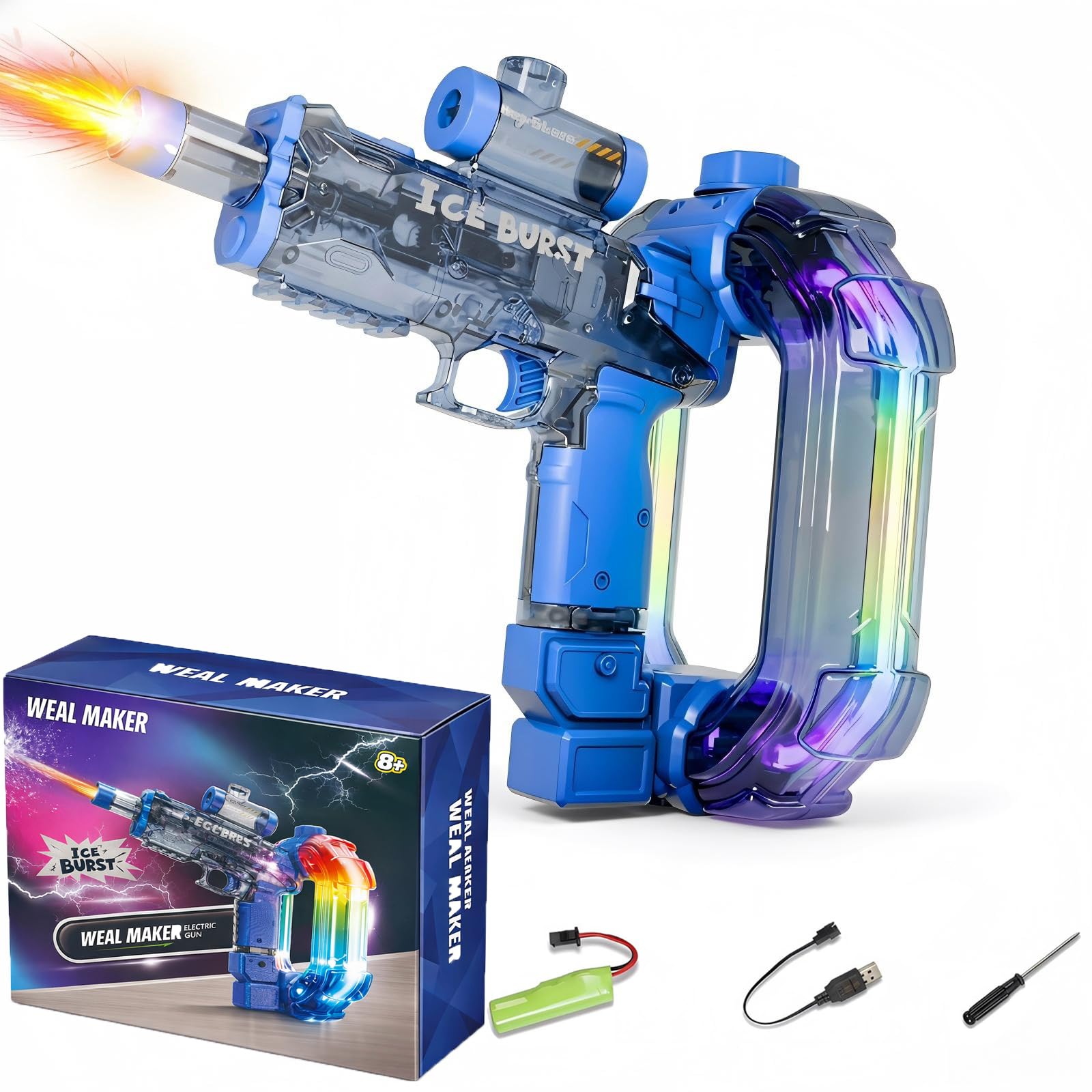 MXZWOC Electric Water Gun,Long Range Motorized Water Gun for Boys Girls Adults, Rechargeable Water Pistol With Realistic Muzzle Flash,Summer Beach Pool Party Toys Gift