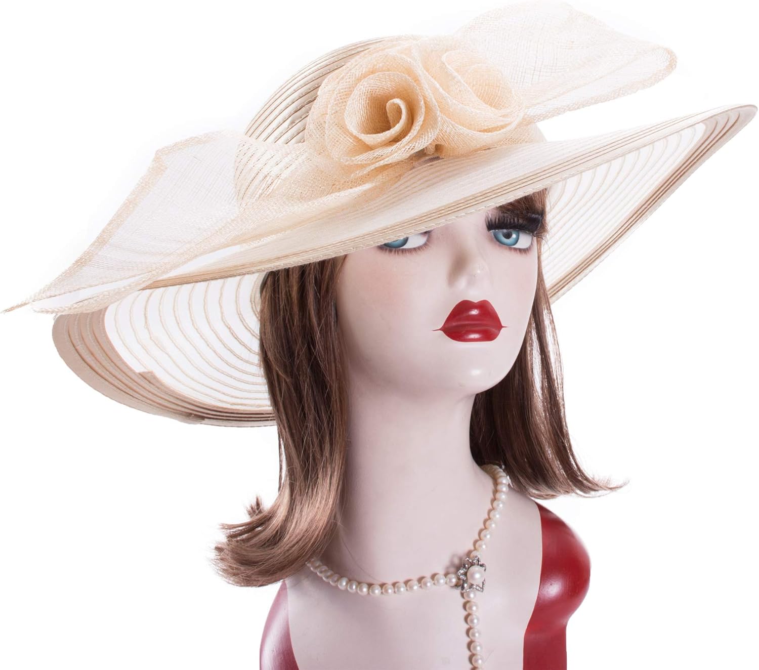 Lawliet Womens Sinamay Wide Brim Wedding Occasion Sun Hat Dressy Millinery Hatinator A435