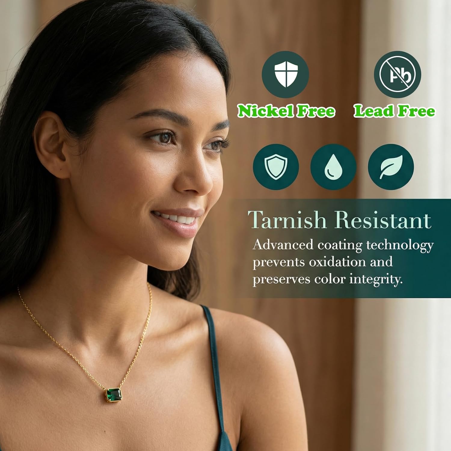 Pendant Necklace for Women, 18K Gold Plated Cubic Zirconia Dainty Chain Choker Necklace, Simple Necklaces Trendy Jewelry Gifts for Women - Image 3