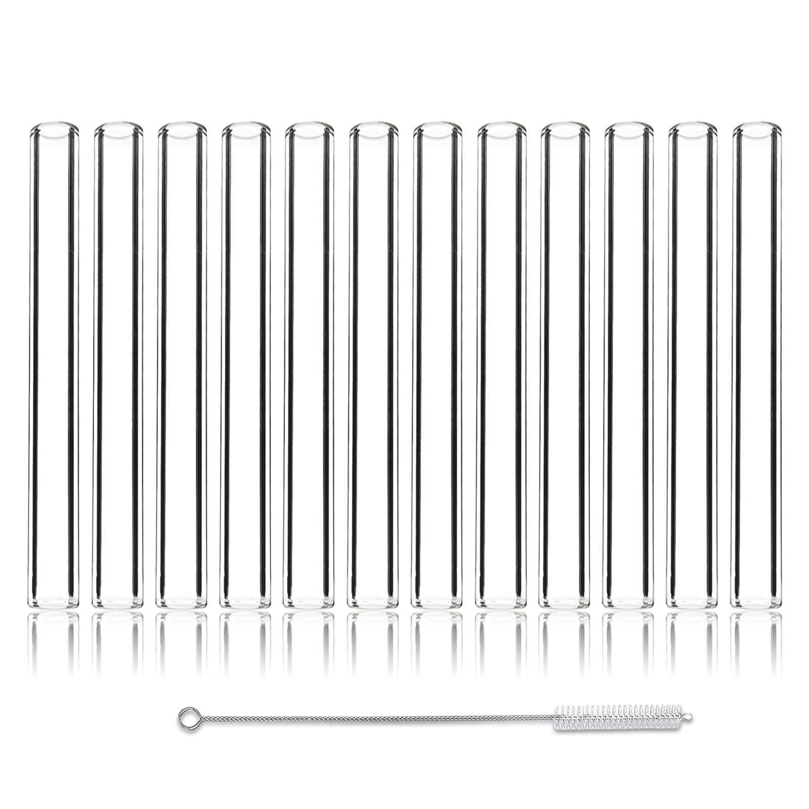 12 Pcs 5 Inches Gtysmox Transparent Borosilicate Glass Tubes, 10mm Diameter 1.5mm Thickness Glass Tubing with 1 Cleaning Brush for DIY Making Glass Crafts
