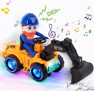 Ltteaoy Construction Car Excavator Toy for Boys Kids,Detachable Digger Toy with Excavator Operator,Outdoor Construction Toy with Electric Universal Wheel/Sound/Light for 3+ Year Old