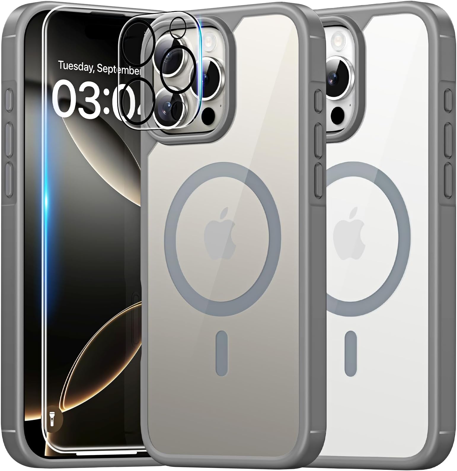 TAURI Magnetic for iPhone 16 Pro Max Case, and HD Screen Protector, [Not-Yellowing] [Compatible with MagSafe] Shockproof Phone Case for iPhone 16 Pro Max 6.9 Inch - GrayGlobal Recycled StandardGlobal Recycled StandardGlobal Recycled Standard
