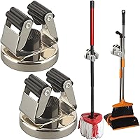 Vista 17 de MUTUACTOR Soporte magnético para escoba resistente, soporte magnético de 12 libras para escoba y trapeador con pinzas de utilidad, 2 soportes